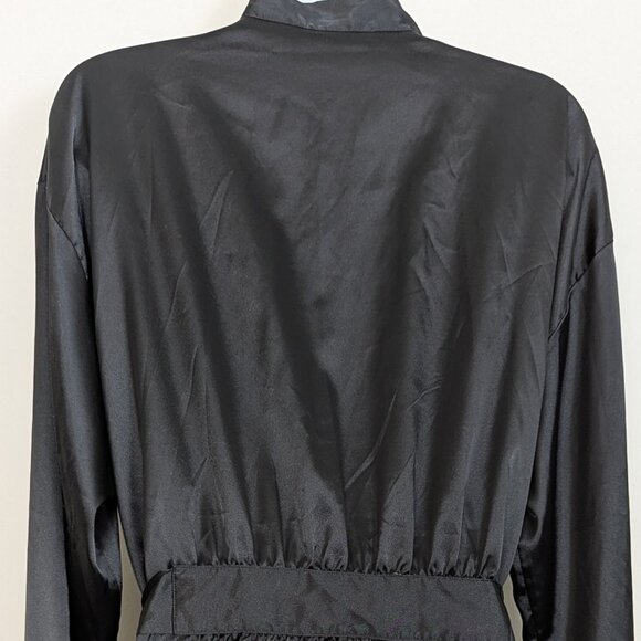 Vintage Y2K Victoria’s Secret Black Satin Belted Short Robe Kimono Long Sleeve - Picture 11 of 16